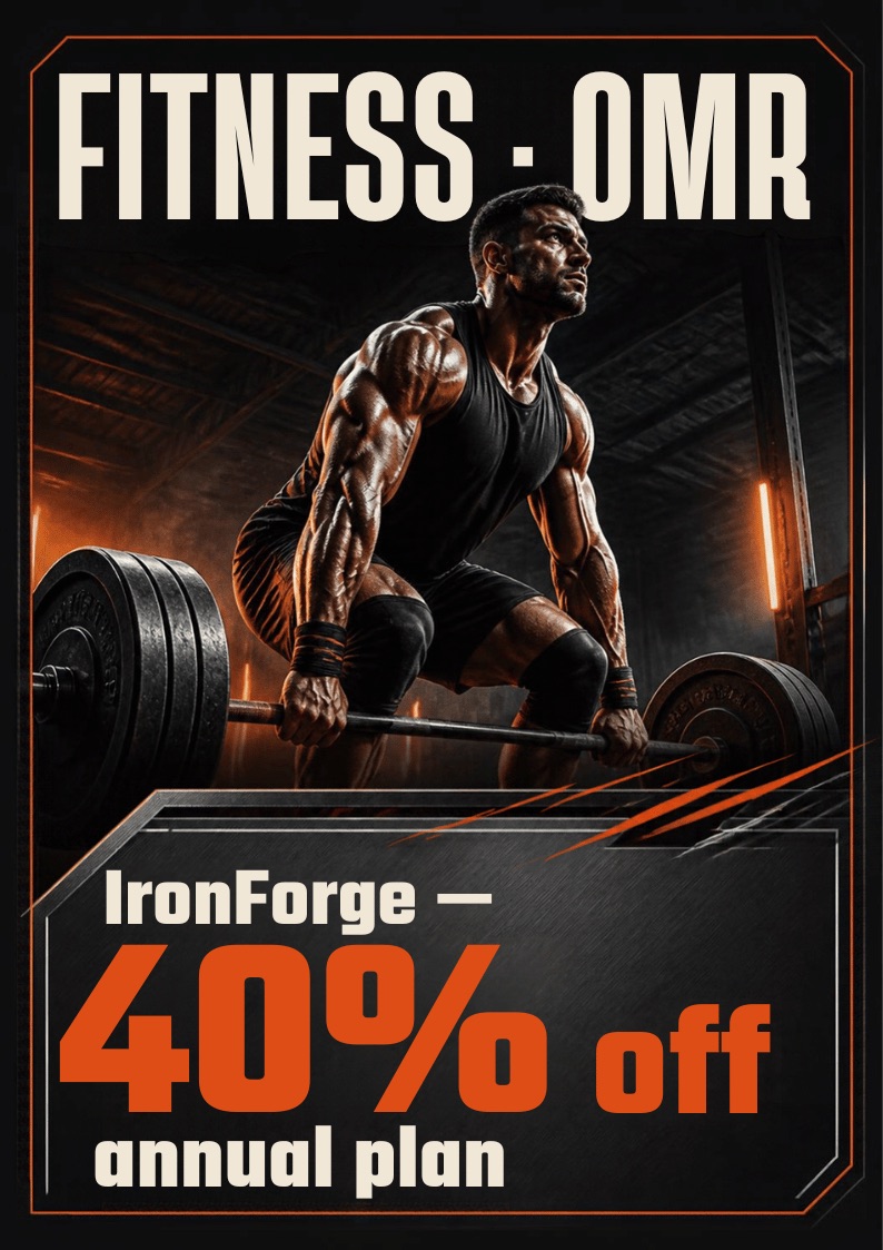 IronForge gym membership offer advertisement playing on a portrait TV
